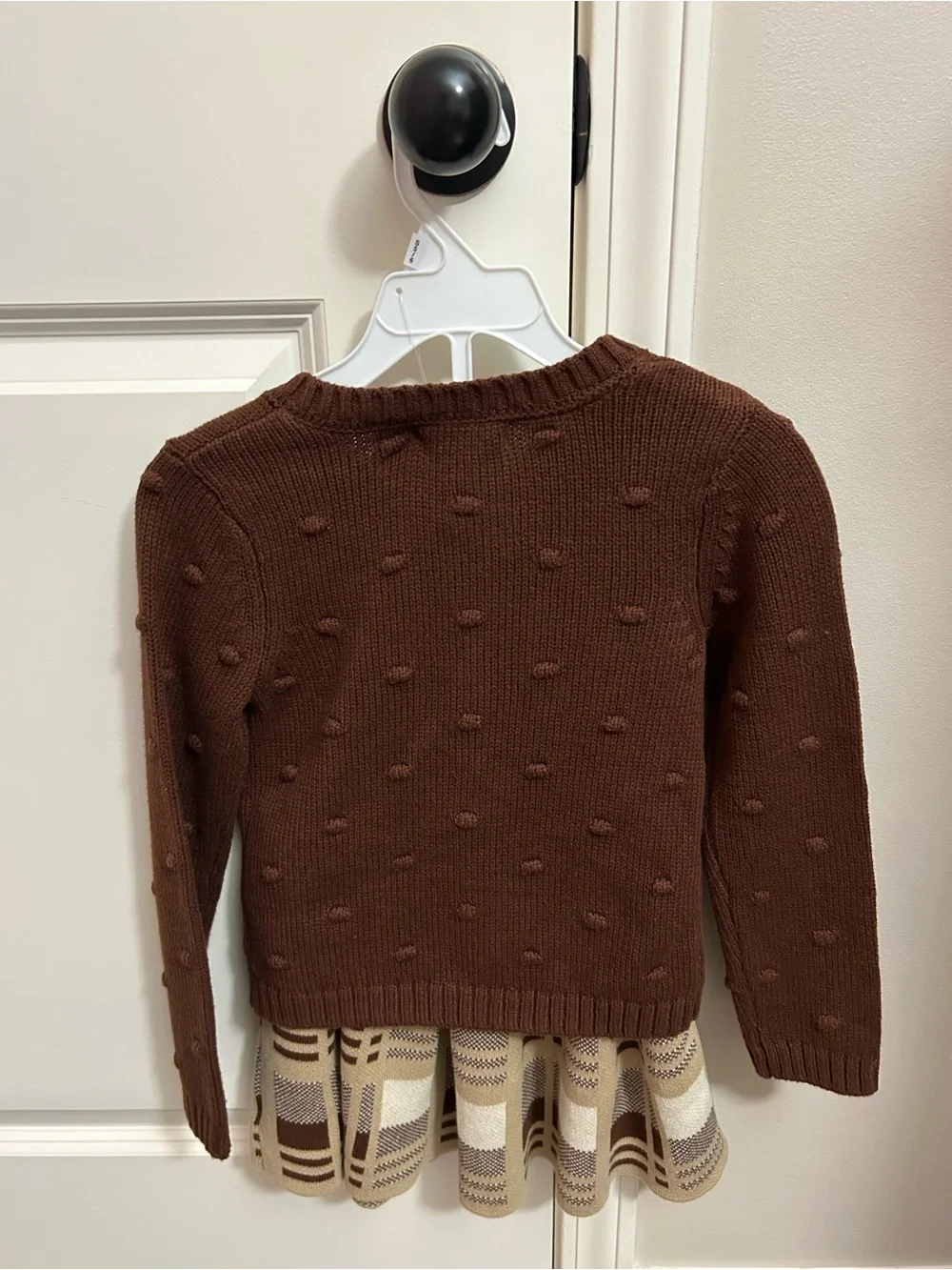 NWT Tommy Bahama Girls Brown Cardigan & Plaid Skirt 2-Piece Set Size Small Fall